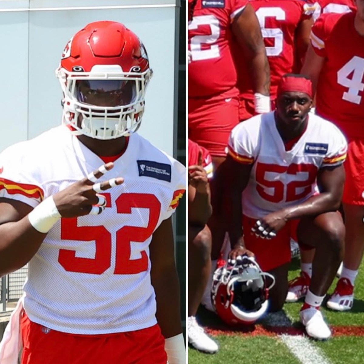 Den svenske linebackern Jordan Genmark Heath (<a href="/SwedishBlackGuy/">Jordan Genmark Heath</a>), som inledde karriären i <a href="/ArlandaJets/">Arlanda Jets</a>, ser bra ut i rött och vitt på NFL-laget Kansas City <a href="/Chiefs/">Kansas City Chiefs</a> rookie training camp! 🇸🇪

Foto: Maddie Washburn/Kansas City Chiefs

#SWE3 #amerikanskfotboll #NFLse #ChiefsKingdom