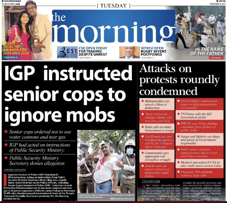 saathyagi's tweet photo. @rangaba Shouldn’t the IGP himself be arrested first? https://t.co/2Q7hVLC4WR