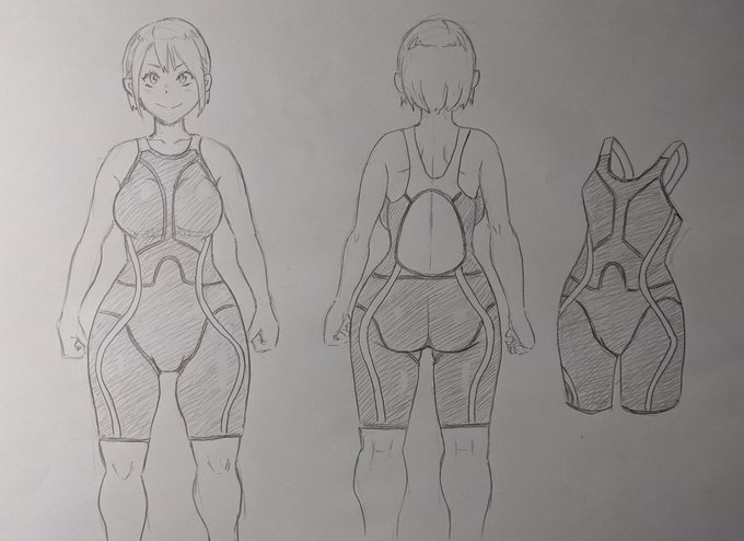 競泳水着のデザイン模索中。 
