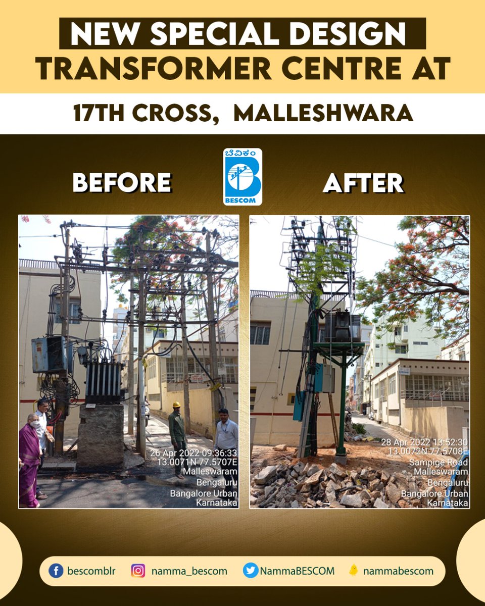 NammaBESCOM's tweet photo. ಸುರಕ್ಷಿತ ವಿದ್ಯುತ್ ಪೂರೈಕೆಗೆ ಬೆಸ್ಕಾಂನ ವಿಶೇಷ ಉಪಕ್ರಮ!

ನಗರದಾದ್ಯಂತ ಹಳೆಯ ವಿನ್ಯಾಸದ ವಿದ್ಯುತ್ ಪರಿವರ್ತಕ ಕೇಂದ್ರಗಳನ್ನು ಹೊಸ ವಿನ್ಯಾಸದ ಸುರಕ್ಷಿತ ಪರಿವರ್ತಕ ಕೇಂದ್ರಗಳಾಗಿ ಬದಲಾಯಿಸುವ ಬೆಸ್ಕಾಂನ ಕಾರ್ಯ ಪ್ರಗತಿಯಲ್ಲಿದೆ.

@mdbescom @BescomHelpline @MinOfPower @mnreindia @karkalasunil @CMofKarnataka @BescomTa https://t.co/nuouhl3p7J