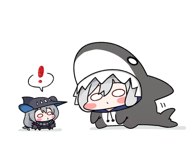シャチちゃんと着ぐるみサメちゃん🐬🦈
#アークナイツ #明日方舟 #Arknights 