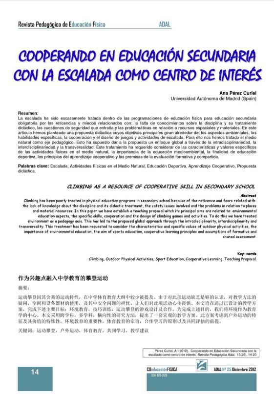 AleaRoque's tweet photo. Cómo podemos incorporar la #Escalada en las clases de #Edufis? En esta propuesta lo hacemos utilizando estrategias cooperativas.
Puedes descargarla en https://t.co/zRvoXAyxeA #Edufis #MedioNatural #AFMN https://t.co/EioFP1CF0m