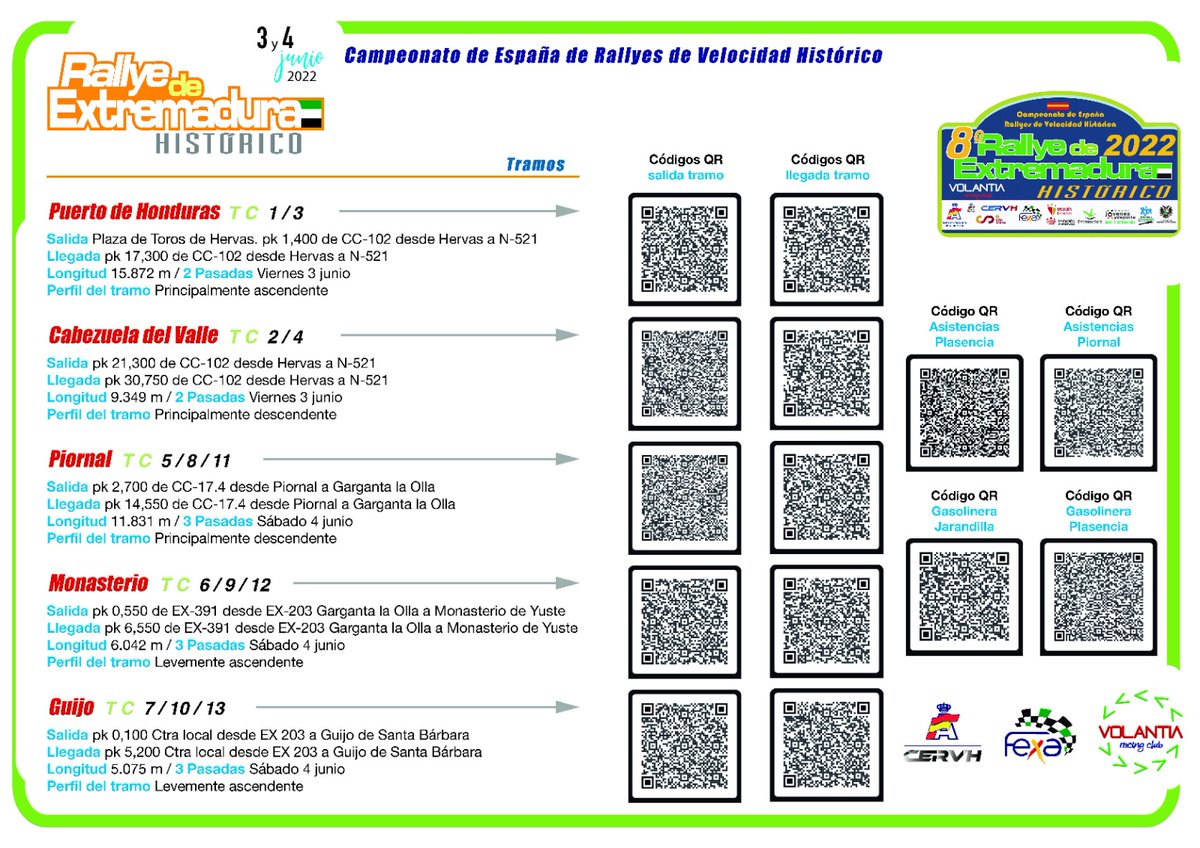 Y por último, el 5° tramo del sábado junto con los códigos QR con toda la información de interés.