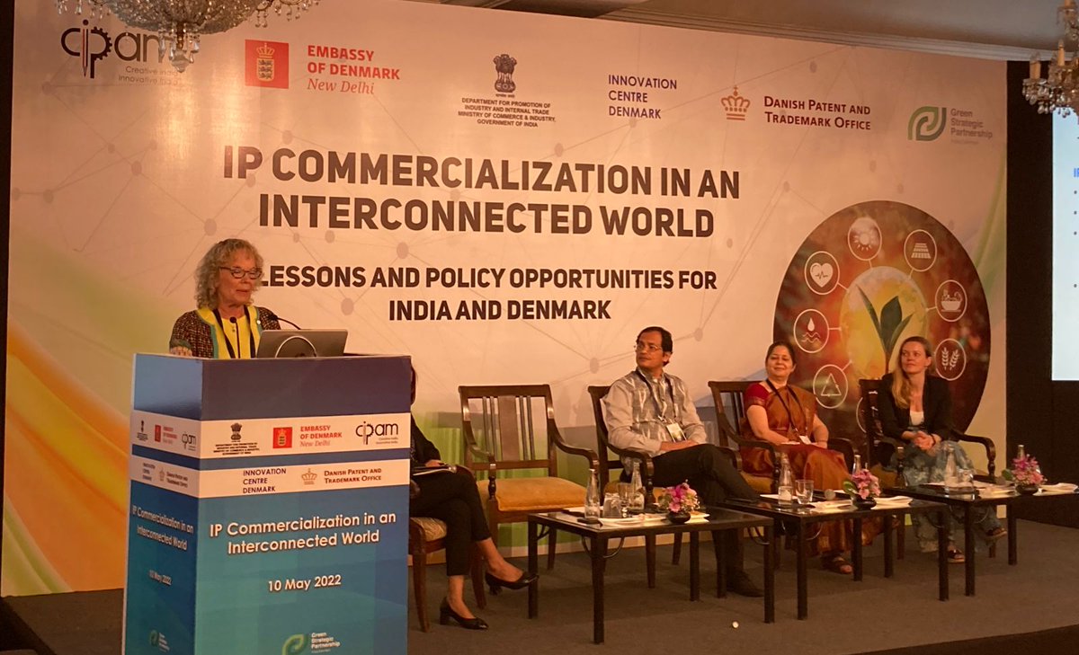 CIPAM_India's tweet photo. #IP is much more than #Patenting !

✔️Knowledge sharing for societal value &amp; moving an entire sector

✔️Public- Private partnership for faster use of technology

✔️Building an ecosystem to support on IP related matters: Lene Lange, Professor, Dr. Scient, Bioeconomy

#IndoDenmark https://t.co/FPbLb6kgm8