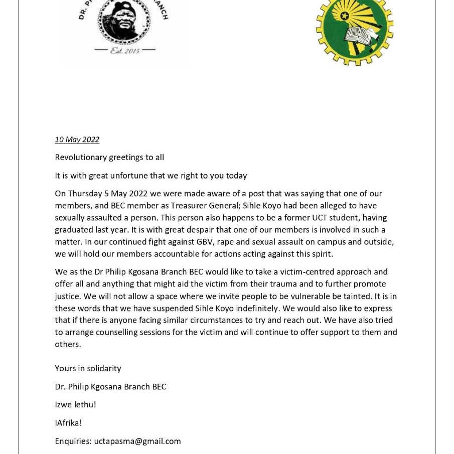 Izwe lethu ma guerrilla. After the allegations made on Koyo on Friday, the BEC set an emergency meeting to discuss what should be done. The following announcement is explaining the decision that was reached. Izwe lethu.🤚