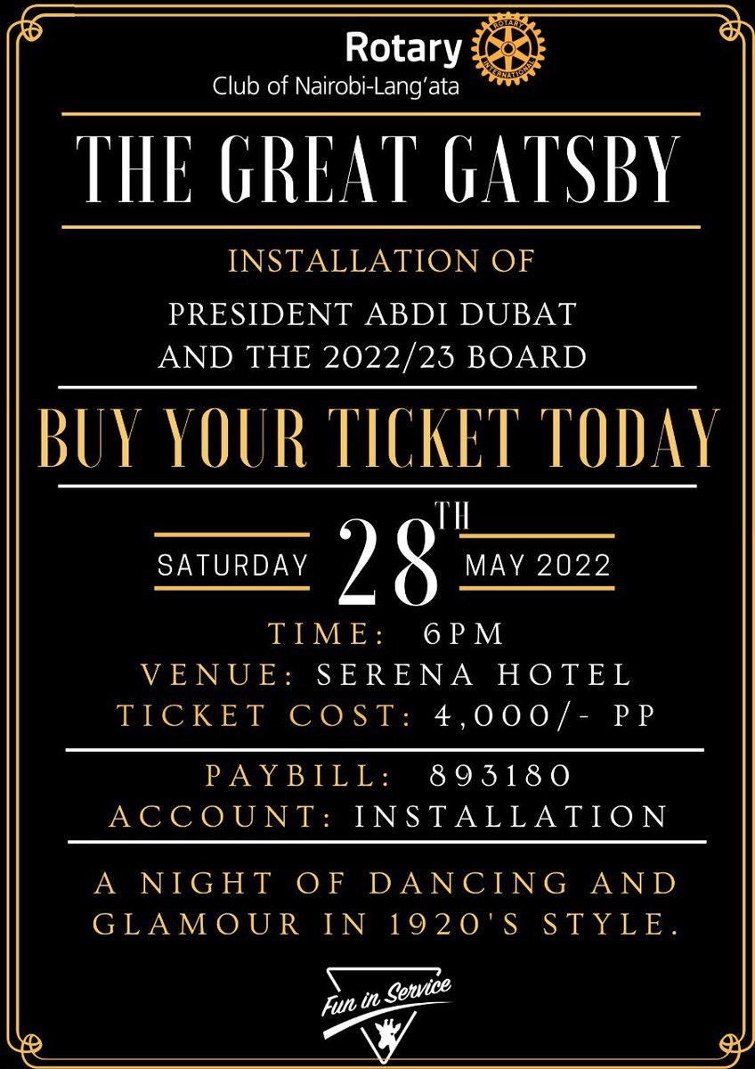 AbdiDubatF's tweet photo. Come and celebrate with us Rotary Club of Lang'ata as we install our new board. #ServiceAboveSelf https://t.co/QdmT0RmJUP
