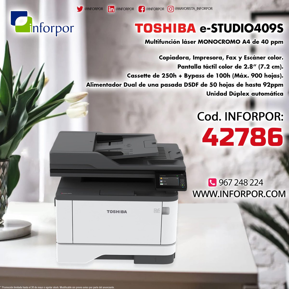 Inforpor's tweet photo. #ofertadelasemana
@ToshibaTECSpain #estudio409S disponible en #inforpor para CanalIT #reseller
Consulta con tu equipo comercial https://t.co/JdyWTz9rhp