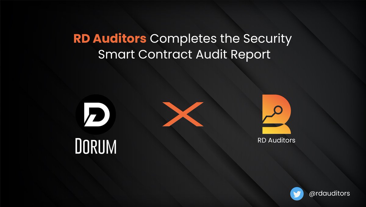 rdauditors's tweet photo. We are pleased to announce the successful audit of DORUM´s Smart Contract. 

https://t.co/m7EIum0cA9

@DorumCoin #DorumCoin #Dorum https://t.co/6OjGvfEk6b