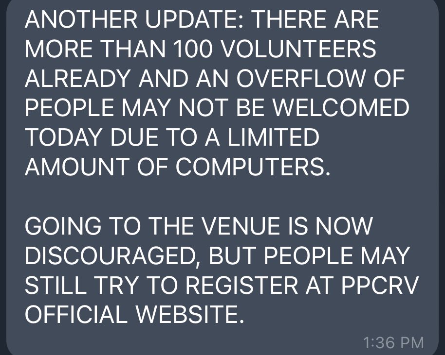 trishcoronado's tweet photo. There was an influx of volunteers at the PPCRV today, but we can still sign up for the coming days. Operations will be until the 20th of May. 🙏🏼🇵🇭🌸

#ROSASinmyhead #HOPEinmyheart 💗 https://t.co/89hiwCp77X
