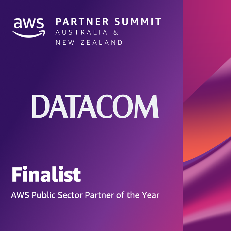 Datacom's tweet photo. We are proud to be a finalist in the running for AWS Public Sector Partner of the Year. Congratulations to our teams for such fantastic work on behalf of our customers. #RightCloud #AWS #ThriveTogether https://t.co/8jWA3tkJcO