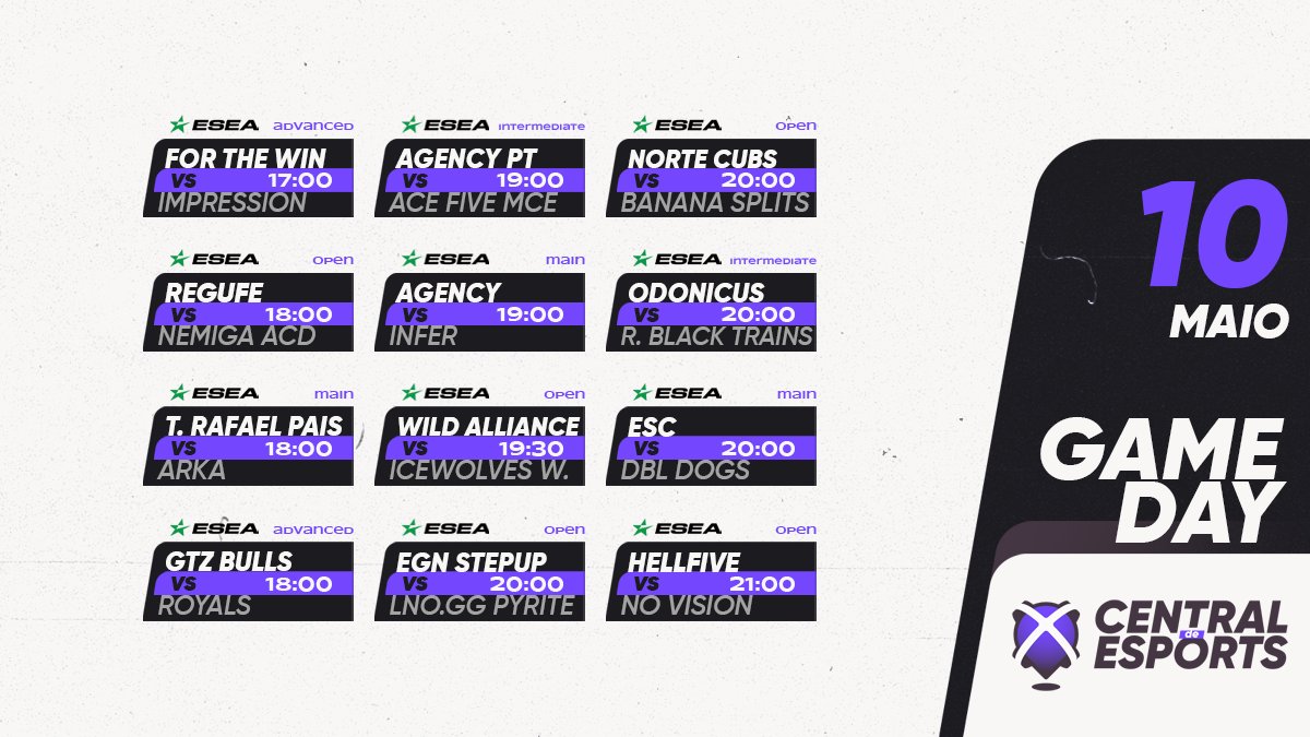 CentralDEsports's tweet photo. HOJE na 🏆 @ESEA:

17h
🇵🇹 @ftwesports

18h
🇵🇹 @EsportsRegufe
🇵🇹 @teamrafaelpais
🇵🇹 @GTZBulls

19h
🇵🇹 @agency_clan.PT
🇵🇹🇪🇺 @agency_clan

19h30
🇵🇹 @wild_alliance

20h
🇵🇹 @EGNesports.StepUp
🇵🇹 @nortegaming__.Cubs
🇪🇸🇵🇹 @EcOdonicus
🇩🇪🇵🇹 @myescgg

21h
🇵🇹 #HELLFIVE

#CDEgameday #CDEesea https://t.co/KdZcx9hWry