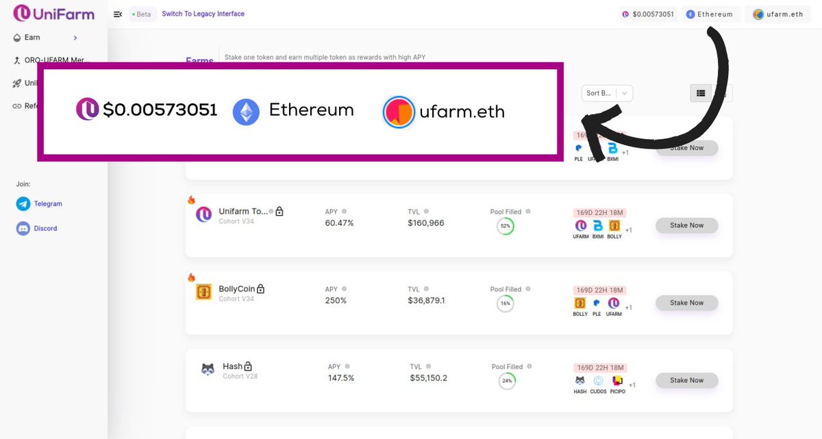 unifarm_'s tweet photo. Update: Devs did something! 👀⚒️

The @unifarm dApp just added ENS domains support! UniFarm users will now see their ENS name in the top right for connected wallets. 

Welcome to the identity standard of the decentralized future! 🙌

@ensdomains @futurealisha @nicksdjohnson #ENS https://t.co/ZiyrKPCGyU
