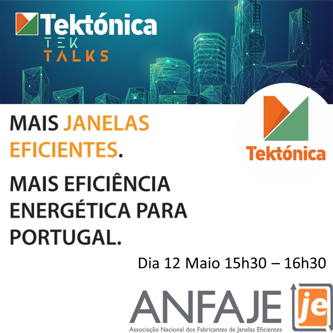 GriesserIB's tweet photo. 📣 #ANFAJE em co-organização com #Tektónica, irá realizar a #TekTalk “Mais #Janelas #Eficientes. Mais #EficiênciaEnergética para #Portugal”, no dia 12 de Maio, às 15h30, no Auditório do Pavilhão Multiusos.
Garanta já o seu lugar, inscrevendo-se aquí 👉 https://t.co/lDtCYFeOJW https://t.co/E9KbApSj1E