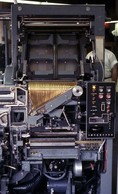 mtprinting's tweet image. An #Intertype Monarch under construction at the company's  #Brooklyn factory in 1966. More of Stan Coutant's excellent available light photos on Metal Type: metaltype.co.uk/wpress/interty… #letterpress #print