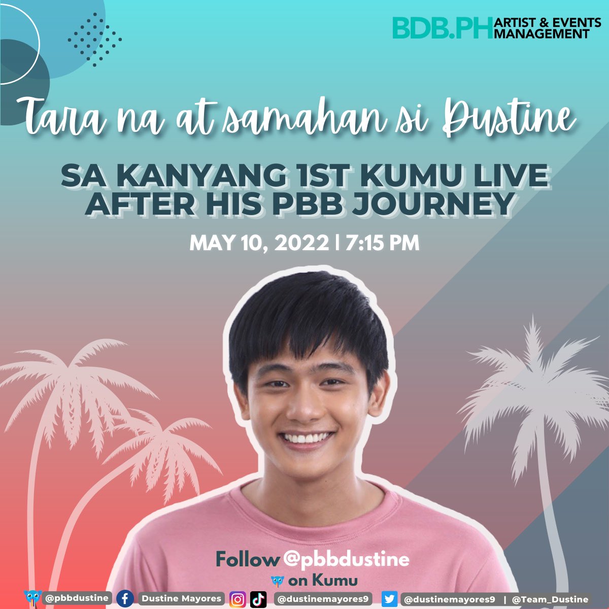 dustinemayores9's tweet photo. Kita-kits tayo mamaya sa kumu! 7:15PM 
https://t.co/OCJ96PmopH
#pbbteendustine #DustineMayores https://t.co/YBAkgxZVWC