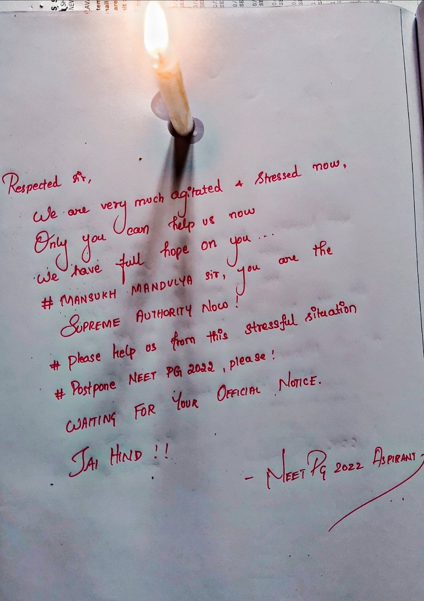 AbhiA75954490's tweet photo. Dear @mansukhmandviya sir,
We have been fighting for our justice for last 25 days. We need a break and humbly request you for the postponement. 
#plsPostponeNeetpg2022_HMji
#POSTPONENEETPG2022 https://t.co/Y81CXmUUOR