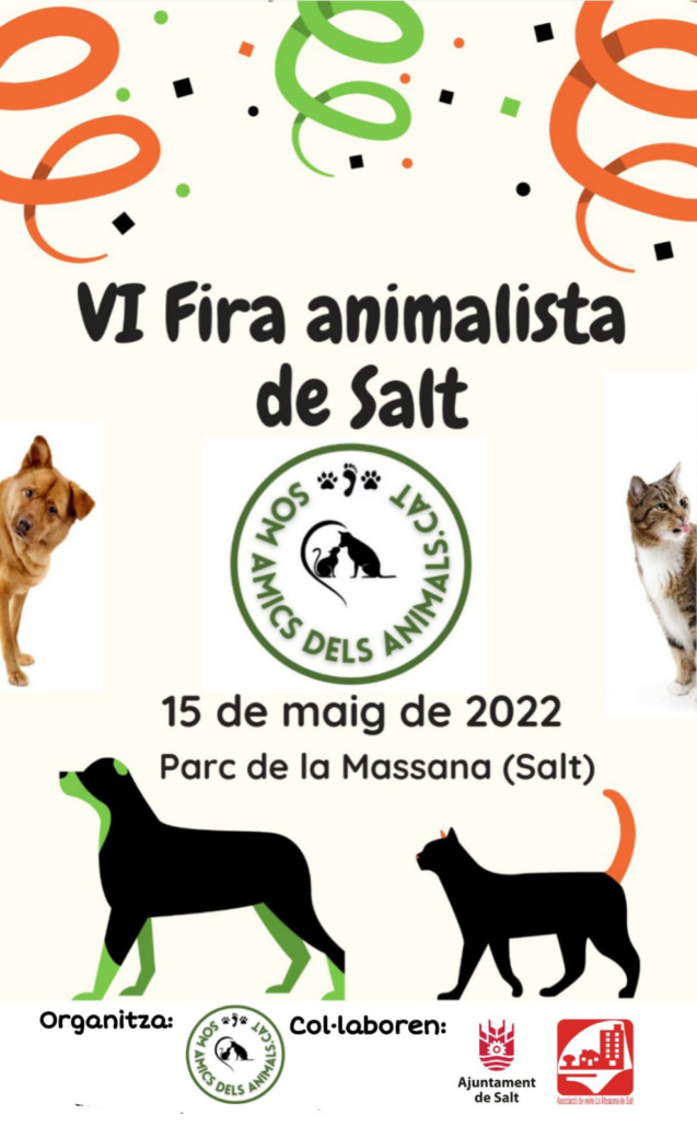 ViladeSalt's tweet photo. 🐾El diumenge 15 de maig se celebrarà la VI Fira Animalista de #Salt al Parc de la Massana! L'Associació @somamics_cat ha preparat una gran varietat d'activitats, no te les perdis!

#ViuSalt https://t.co/Mj6j53QMPo