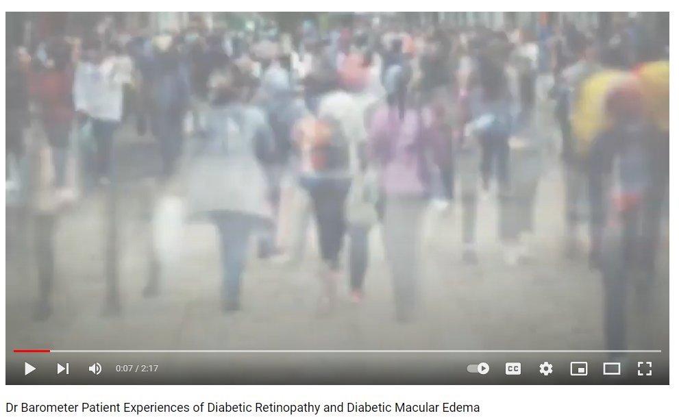 IFAgeing's tweet photo. Patient experiences are at the centre of influencing policy and practice to improve diabetes-related vision care.
Watch this video on the experience of living with diabetes related vision loss: https://t.co/vcEwutFQpg
#Visionhealthmonth #DRBarometer https://t.co/tAsPK3BWup