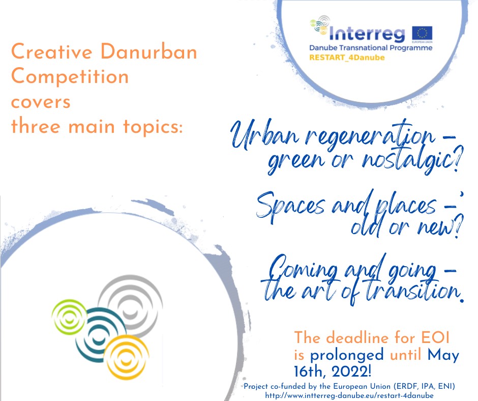 Restart4Danube's tweet image. Not much time left for you to express your targeted creative ideas. The deadline is the 16th of May, so quickly follow the link -&amp;gt; interreg-danube.eu/news-and-event…