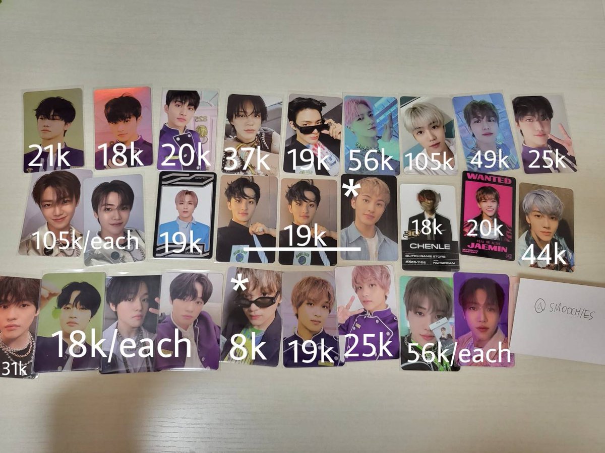 wts // want to sell 

bene aladdin sg22 jaemin 21k
bene aladdin sg22 mark 18k
chenle lenti scratch 18k
chenle luggage dreaming 29k aj

all ready kr. exclude emstax. ada go🤗

tags. wts wto pob benefit season greetings nct dream lenticular glitch mode
