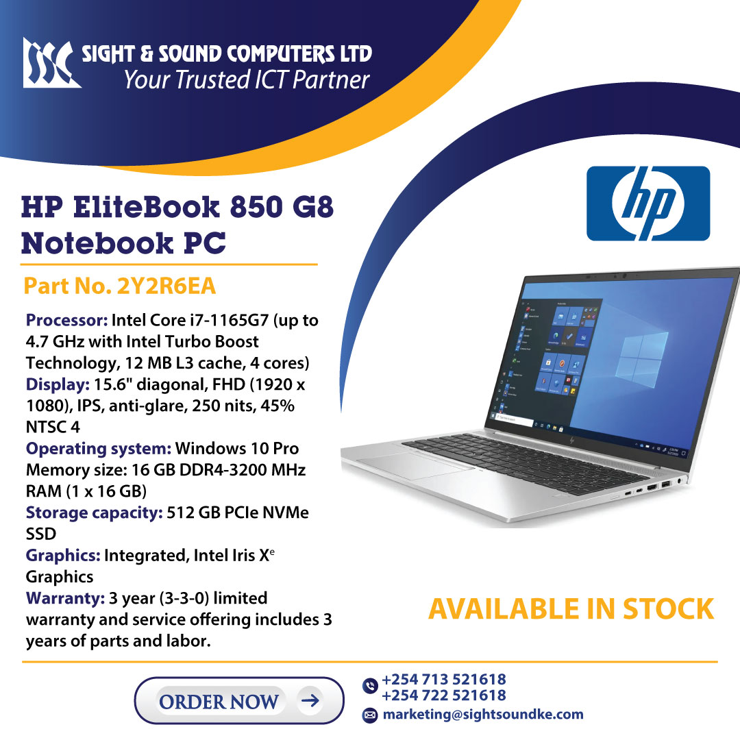 SightSound254's tweet photo. The HP EliteBook 850 is built for how you work with a new AI-based audio experience. This easy to carry ultralight and thin business PC comes with an 85-percent screen-to-body ratio and a quiet and comfortable keyboard to work on. #HP #Elitebook #Sscl #sightandsoundcomputersltd https://t.co/lmPYOIZqdp