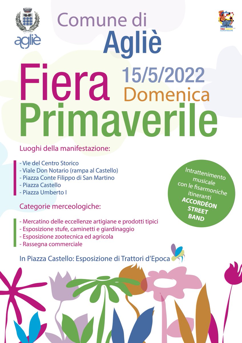 🌷 FIERA PRIMAVERILE | Domenica 15 Maggio 2022 🌸 

#Fiera #Eventi #Canavese