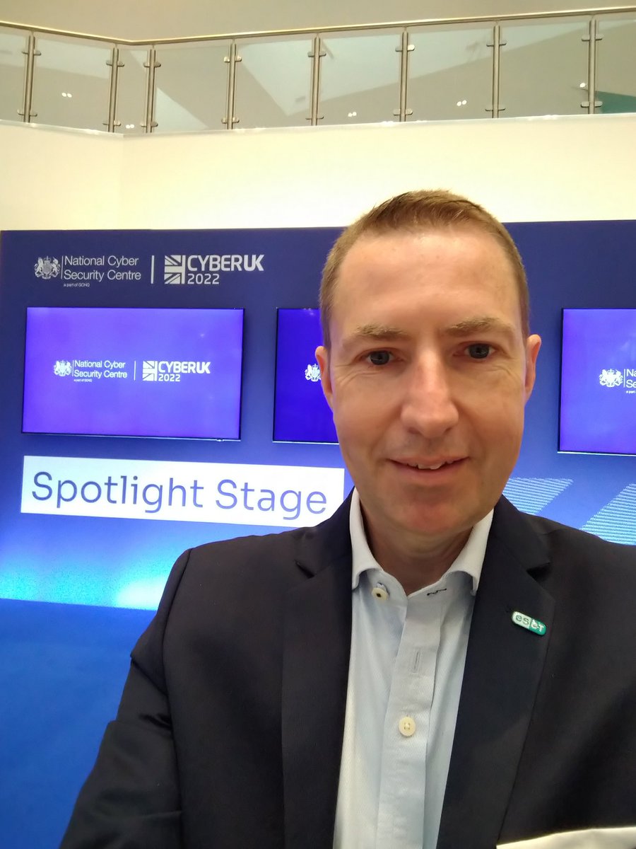 Good morning from 🏴󠁧󠁢󠁷󠁬󠁳󠁿 🇬🇧. Great to be attending #CYBERUK22 #eset #welivesecurity