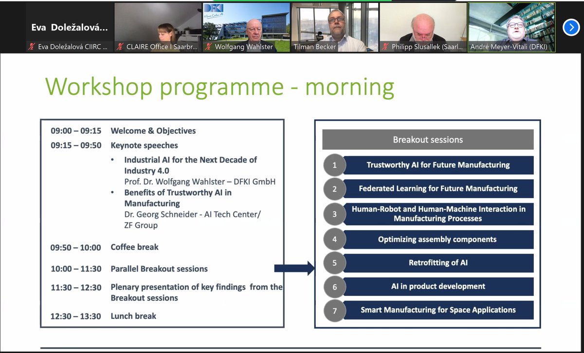 RICAIP_EU's tweet photo. Next Theme Development Workshop - #TDW - organised by #ICT48, #VISION, @vision_claire with a great help of @DFKI and @tilmanbecker,#RICAIP director, among the moderators, just started. What a great honour to have the opportunity to discuss the #AI for future #manufacturing! https://t.co/MbuaRi5QOd