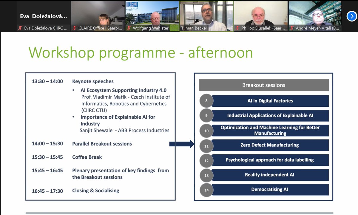 RICAIP_EU's tweet photo. Next Theme Development Workshop - #TDW - organised by #ICT48, #VISION, @vision_claire with a great help of @DFKI and @tilmanbecker,#RICAIP director, among the moderators, just started. What a great honour to have the opportunity to discuss the #AI for future #manufacturing! https://t.co/MbuaRi5QOd