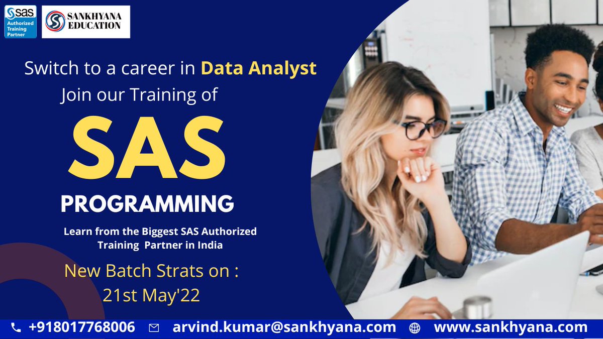 sankhayana's tweet image. Join our training program: lnkd.in/gXFXmmsk
Reach us: +91 8017768006, arvind.kumar@sankhyana.com,
#SASATC #DataAnalytics #Analytics #BestSASTrainingInstituteinIndia #SASAuthorizedTrainingPartnerinIndia #Corporates  #statistics #south #training #leader #India #Rupee