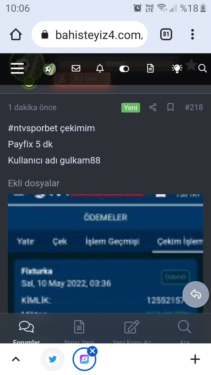 #Ntvsporbet
#ntvsporbetçekim
Bahisteyiz forum sitesi 
kullanıcı adı gulkam88