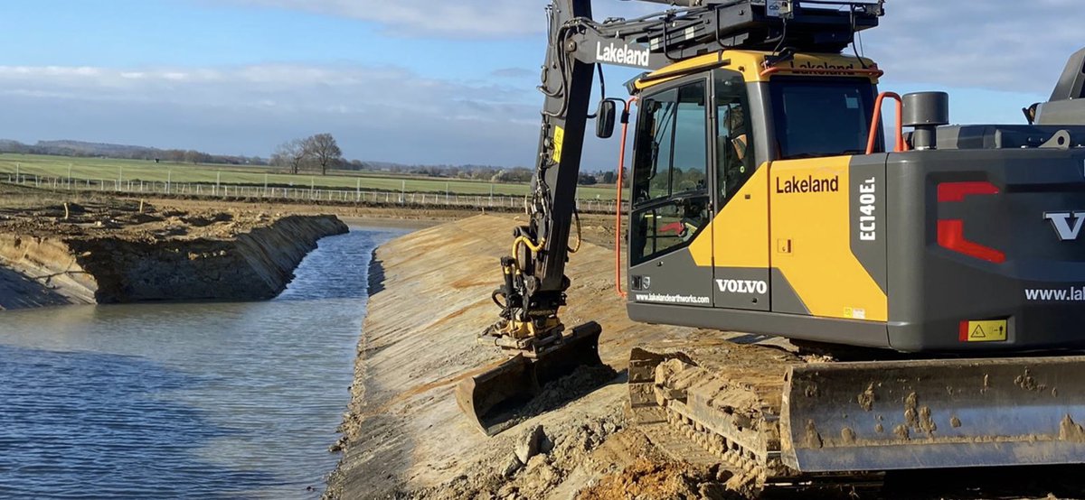 LakelandE's tweet photo. Attenuation lagoon progressing well with @Fineturf @adibutt28 @SMT_GB @engcon_uk https://t.co/u9mKjGUYbY