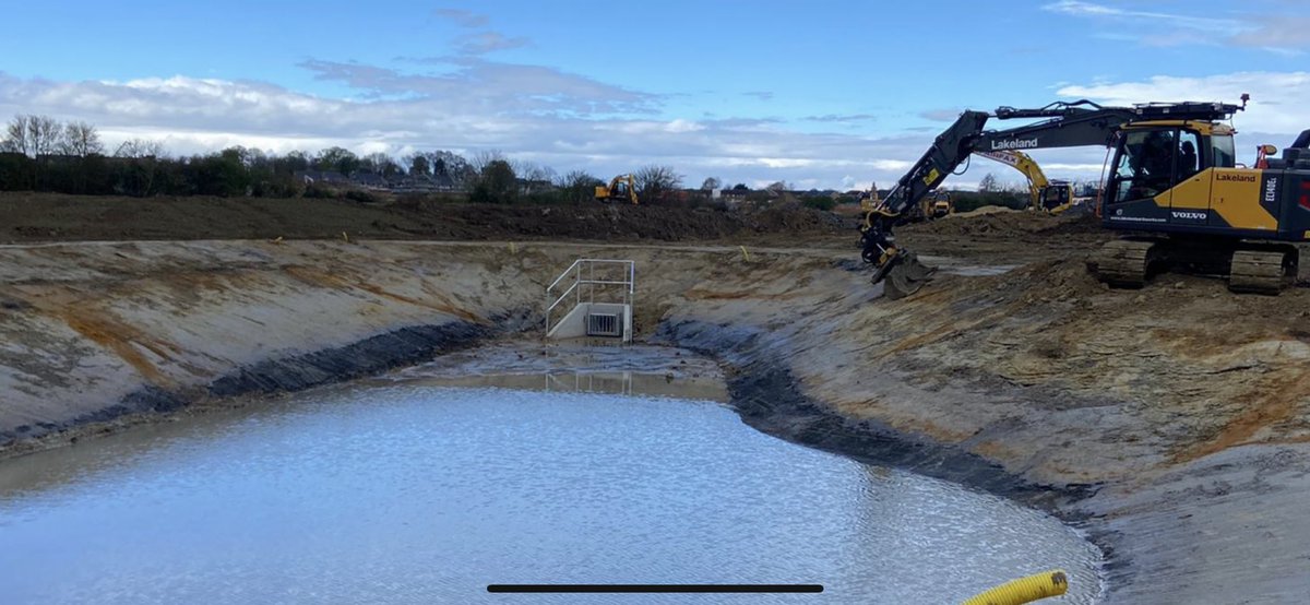LakelandE's tweet photo. Attenuation lagoon progressing well with @Fineturf @adibutt28 @SMT_GB @engcon_uk https://t.co/u9mKjGUYbY