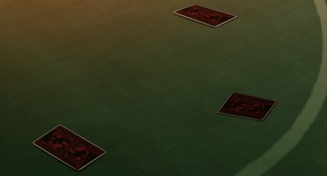 Revi__heicho's tweet photo. #BlackClover Easter Egg. I found a black clover Easter egg in Episode 8 when Yami &amp; Magna were gambling, about Asta's devil on a deck of cards. Can't believe I didn't notice it. Did you guys notice? #BCSpoilers #Asta #DevilUnion  #bcsSpoilers https://t.co/MgtJRtfRKl