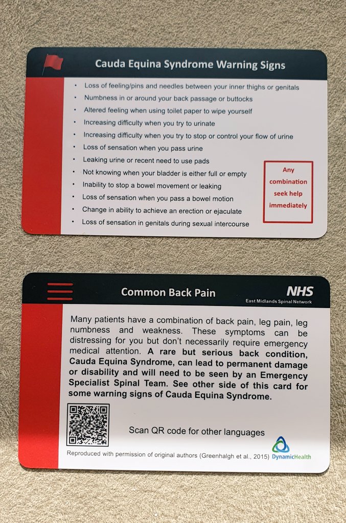 EastMidsSpinal's tweet photo. They have arrived!!!! The EMSN low back pain/ Cauda Equina Syndrome cards are now available to Network members.
#EMSN
#improvingspinalcare https://t.co/7fJqxD68B0