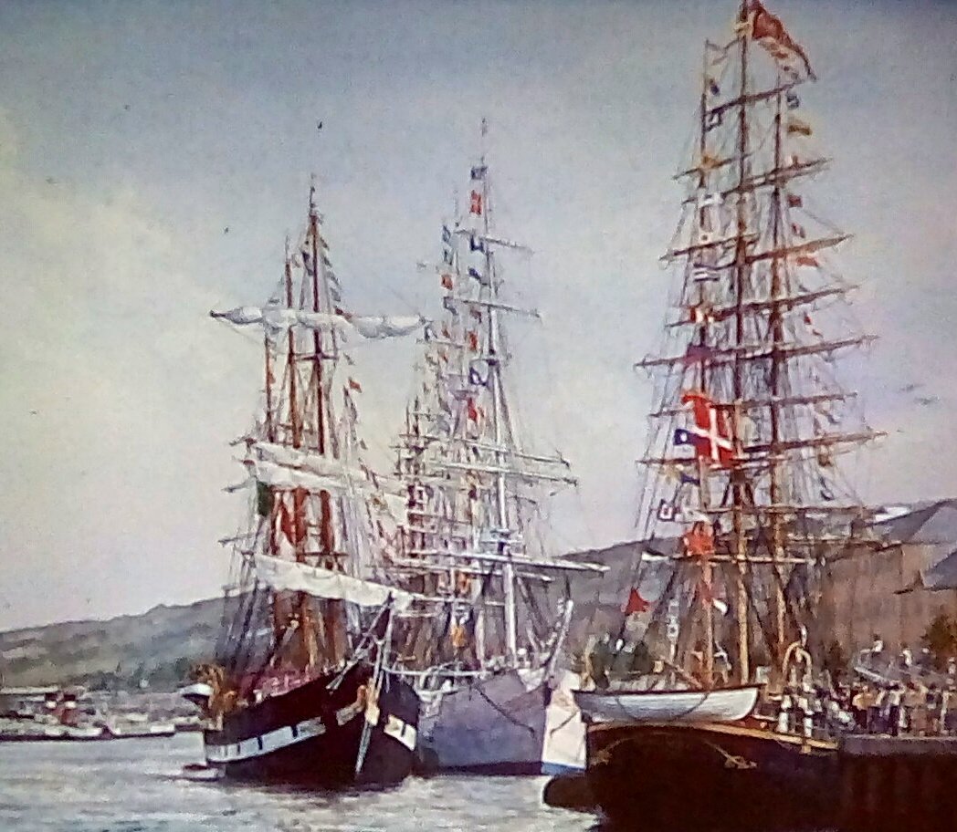 ColinMBaxter's tweet photo. The #Danish #tallship #GeorgStage arrived in @GunwharfQuays yesterday . I've not seen her up close since a @TallShipsRaces in #Greenock 1999 when I painted this #watercolour. I will have to visit today . https://t.co/IcsBGWxKEJ
