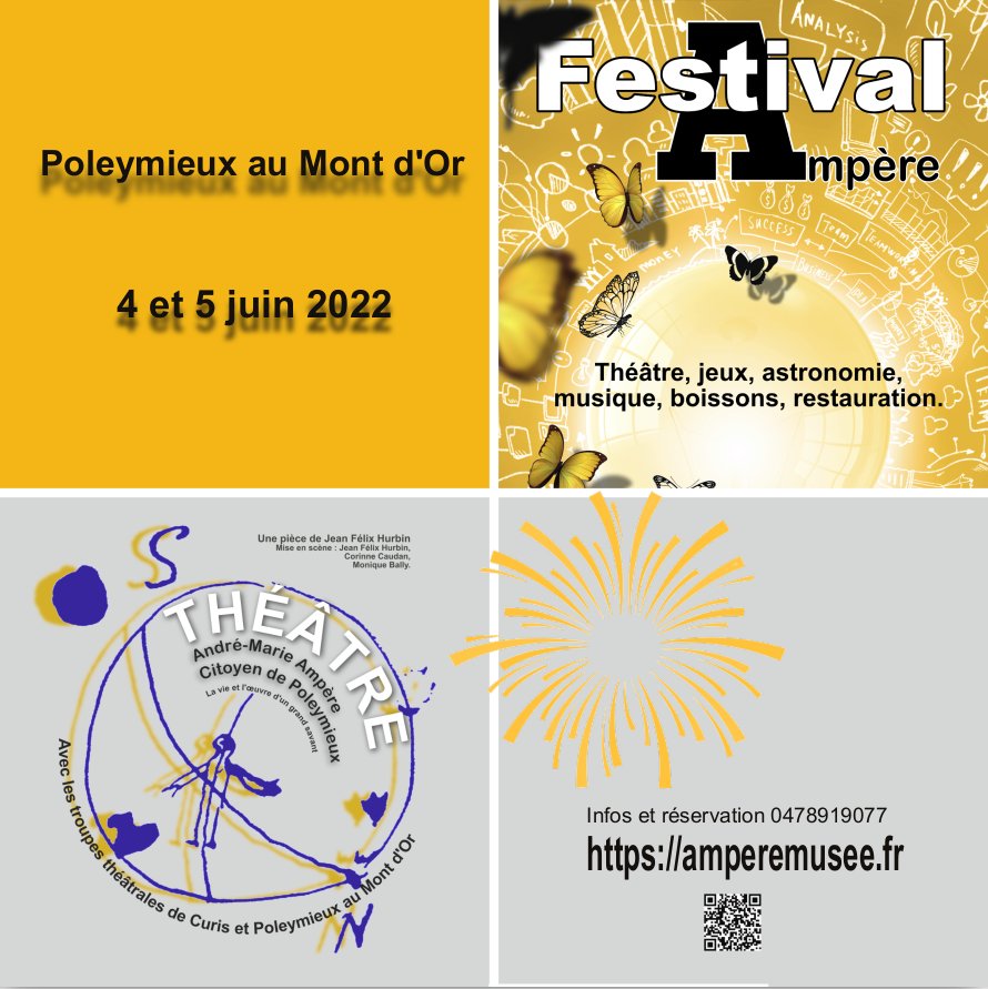 Une grande fête d'Ampère avec  animations, spectacles, buvette, repas aura lieu les 4 et 5 juin au musée Ampère. Les réservations pour le théâtre et le repas sont ouvertes amperemusee.fr/fr/actualite/g…