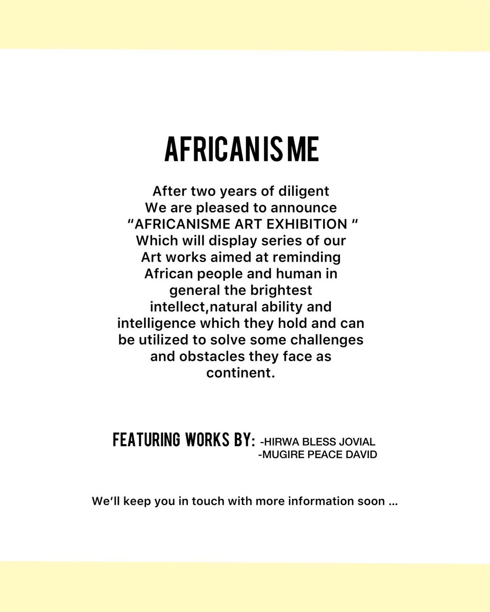 ArtsDavy's tweet photo. Note this 

@_AfricanUnion @AfricanArchives @AUYouthProgram  @ali_naka @WHOAFRO @jumuiya @AfDB_Group @AsstSecStateAF @RwandaYouth 
#africanart #africanisme https://t.co/52RPgiRzxI