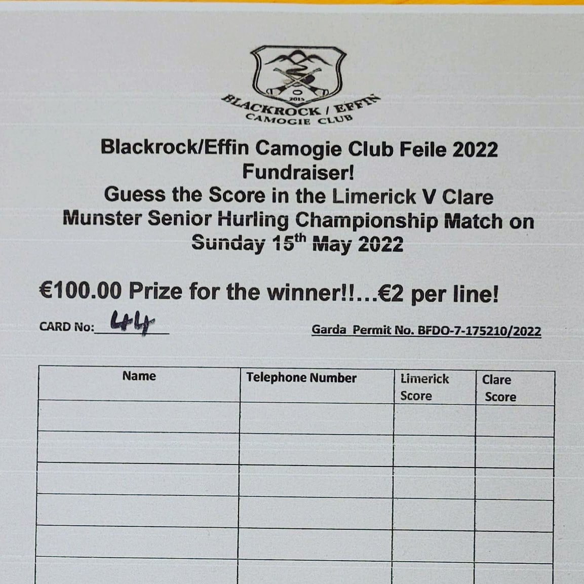 effin_b's tweet photo. Guess the score in the upcoming Limerick vs Clare Munster senior hurling championship match. 

Please support our girls who are heading off to the Féile 🇳🇬. 

All our u15s players/management have a card or you can DM us with your full, prediction scores and pay by Revolut. 

🇳🇬 https://t.co/NYFFeMrYYr