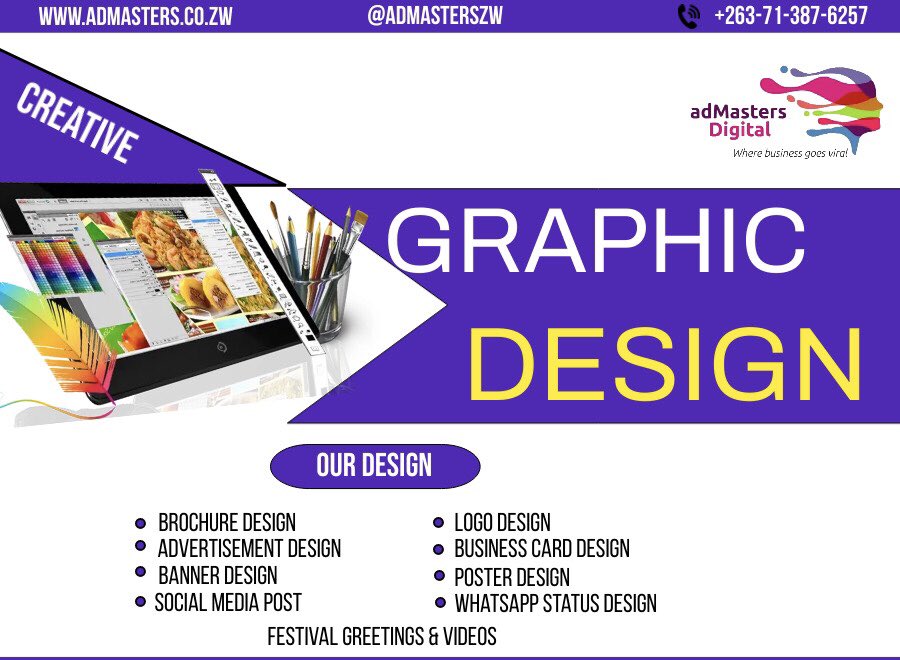 adMasterszw's tweet photo. Are you looking for a graphic designer? Here’s just a few of the services that @adMasterszw can offer ✨

For a full list of design services, visit https://t.co/jeNR4xkD0r

#bestgraphicdesigner #graphicdesign #graphicsdesigninharare https://t.co/scp8hB5mQI