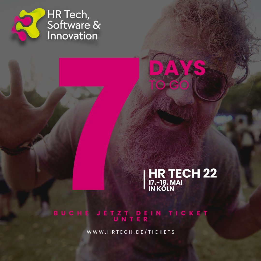 hrtech_de's tweet photo. FINAL COUNTDOWN!
Nur noch eine Woche bis zum Start der #HRTech22 in der Kölner XPOST am 17.Mai + 18.Mai. 
Falls du noch kein Tickets hast, sicher dir dein Ticket hier: https://t.co/lRWR9nBUZl
Wir freuen uns auf dich! https://t.co/phgz3pfTKM