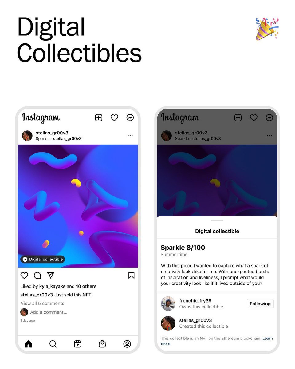 Woke up to the news that IG has finally rolled out NFTs on their platform 😎

Of course the 🐐 of NFTs <a href="/garyvee/">Gary Vaynerchuk</a> is one of the creators who you will be able to see with verified NFTs on their account! 

As @_AndresSalinas_ has always said, IG is the perfect platform for NFTs 👊