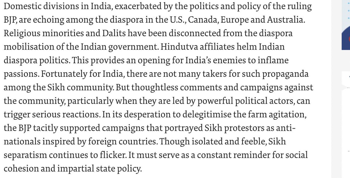 TheRightGhose's tweet photo. To pin the blame for incipient revival of #SikhSeparatism on BJP is ridiculous. The #Khalistan hand in #FarmersProtest is now well established. Of all accusations against #ModiGovt to say it isolated the #Sikh community is laughable. Come on @the_hindu you can do better. #Punjab https://t.co/YR2n77FBsZ