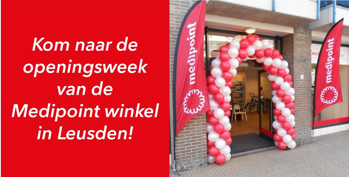 De Medipoint winkel in Amersfoort is verhuisd naar Leusden. Om dit te vieren, organiseert Medipoint samen met Leef3.nu een openingsweek van 17 t/m 19 mei. Er zijn die week mooie kortingen bij Medipoint en Leef3.nu. Lees hier: leef3.nu/medipoint/