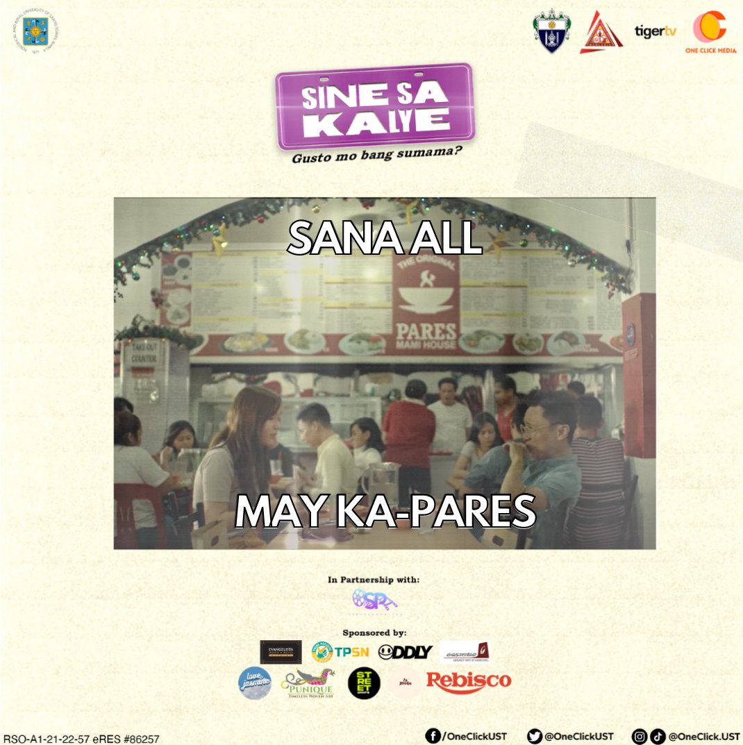 OneClickUST's tweet photo. Pag Pares, Pares lang!
#SineSaKalye
#LimitlessWithOneClick
#RedefiningCreativity
#StreamCon2022
#EmpowerThroughCASA https://t.co/UORMNGHY1o