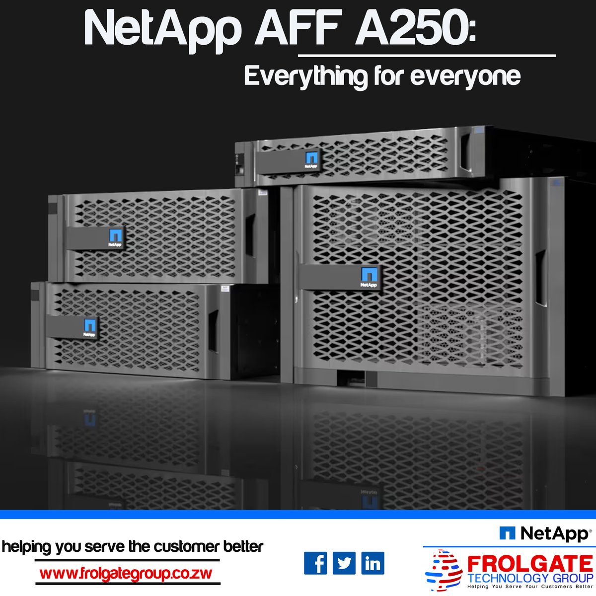 frolgatetech's tweet image. NetApp AFF A250 is a result of NetApp’s focus on helping you modernize your infrastructure and meet the demands for fast, secure, and continuous data access.  The AFF A250 array delivers 45% higher performance with the lowest latencies #NetApp #storage #corecomputing