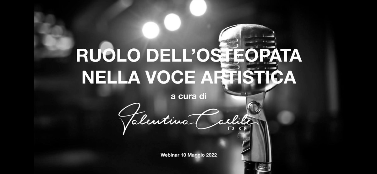 Oggi l’ultima edizione del Webinar “Ruolo dell’Osteopata nella Voce Artistica”. In 1 e1/2 anni sono state prodotte 7 eds, per più di 1000 partecipanti. A questo punto “Buona collaborazione artistica a tutti!” #osteopatiavocecanto #osteopatiavoce #voceartistica #valentinacarlile
