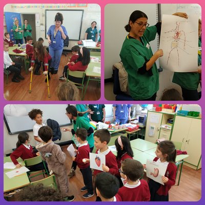 Canada_Blanch's tweet photo. Recibimos la visita de algunas madres del alumnado que trabajan en el @NHSuk y estuvieron hablando del cuerpo humano, qué hacen para ayudar a la gente, llamadas al 999 y una sesión de primeros auxilios. Gracias por vuestra ayuda. #firstaids #999 #NHShealthcareprofessionals https://t.co/x7usFg5tWB