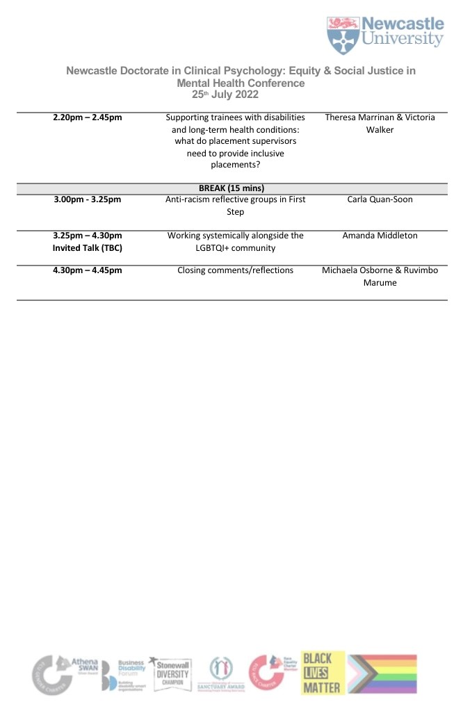 SarahThwaites's tweet photo. It's our annual EDI conference @NclDClinPsy on 25.7.22. We have some fantastic speakers lined up. If you are a mentee or a clinician, academic or student in the region pls follow the link👇to join us:
https://t.co/AsWfm8G08l
@NewcastlePsych @FMSDiversityNCL @NEandY_PPN #dclinpsy https://t.co/uXq1tgQ7zJ
