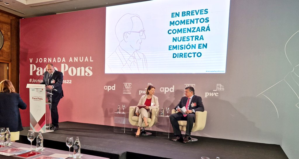detaranco's tweet photo. V #JornadaPacoPons22 con apertura de #AgnesNoguera y #IñigoParra: Colaboración de las organizaciones; reflexión del largo plazo; mejora e inspiración de los mejores; dignificación del empresario como motor empresarial. #EActivate. @APDasociacion; @PwC_Spain; @AVEmpresarios. https://t.co/QJKYEWXilZ
